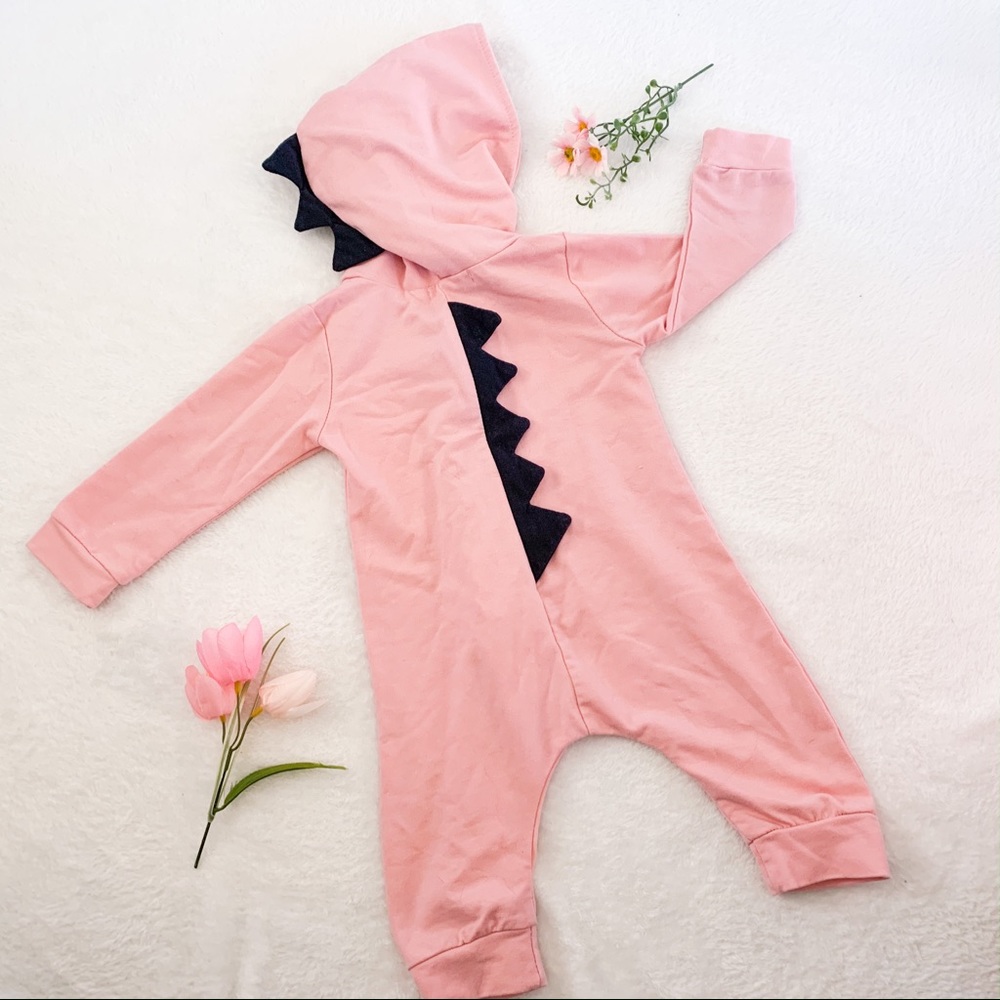 Baby Girl Dinosaur Hooded Jumpsuit